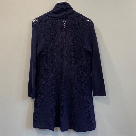 Anthropologie Angel Of The North Shawl Collar Navy Blue Open Cardigan - Picture 5 of 7